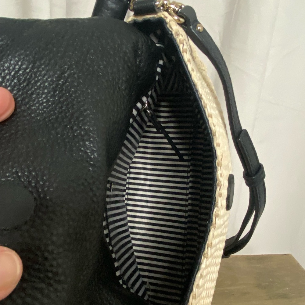 Kate Spade New York Leather and Basketweave Satchel with Crossbody Strap - Picture 9 of 16